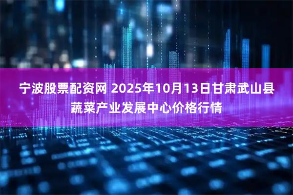 宁波股票配资网 2025年10月13日甘肃武山县蔬菜产业发展中心价格行情
